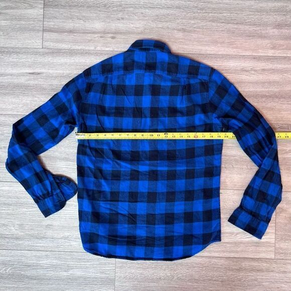 J. Crew Men's Blue Plaid Long Sleeve‎ Flannel Button Down Shirt Size Small - Picture 6 of 6